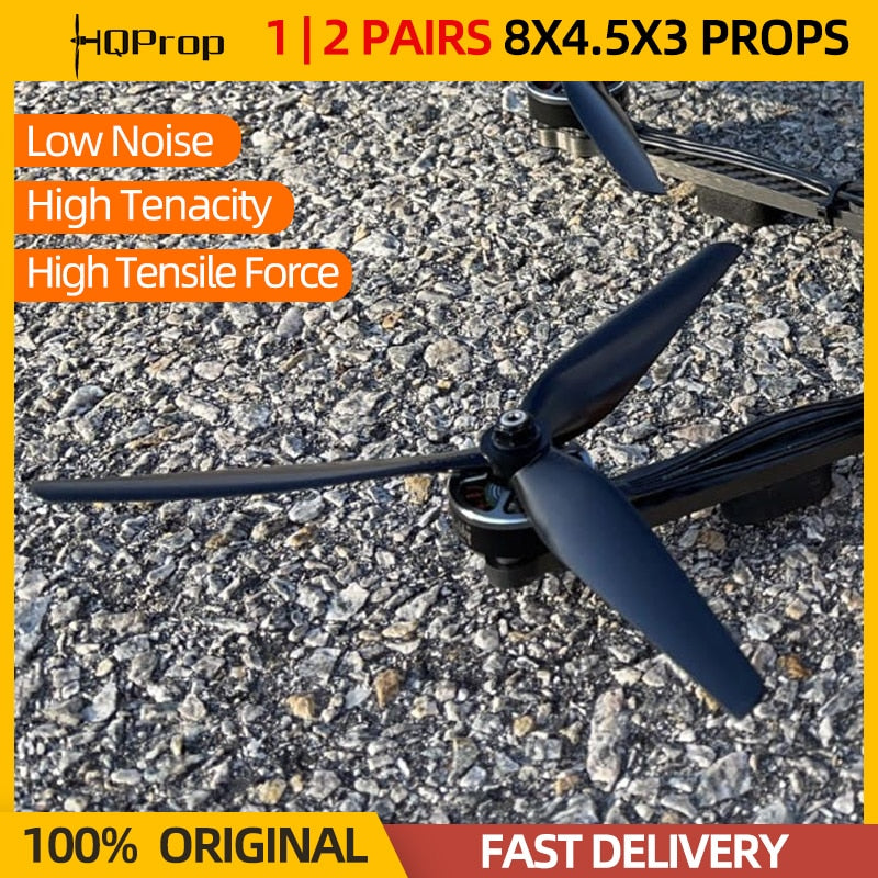 1/2Pairs HQPROP 8X4.5X3 Propeller - 8045 3-Blade CW/CCW Nylon Props Fo ...