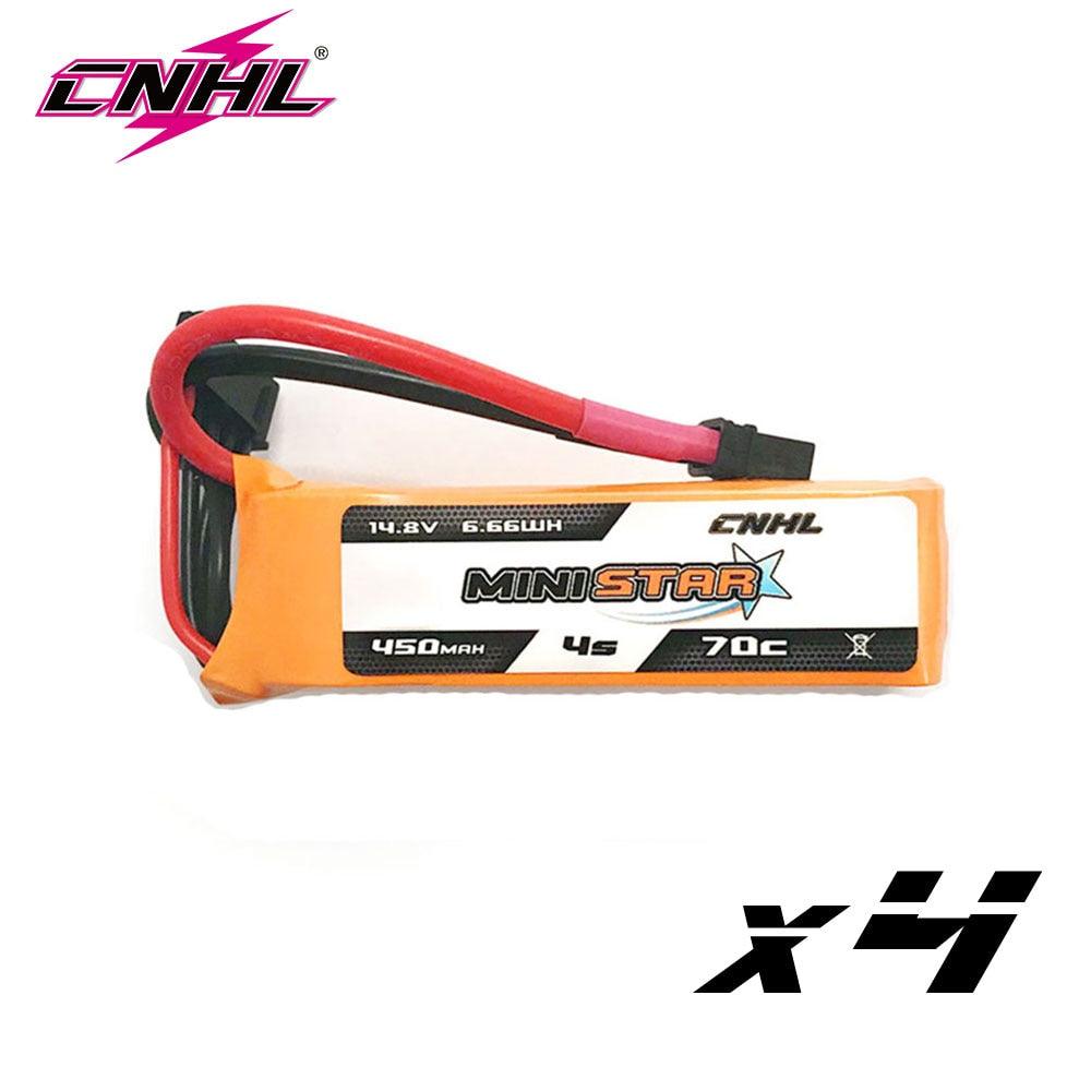 4PCS CNHL Lipo 4S 14.8V Battery for FPV - 450mAh 70C MiniStar With XT30 Plug For Mini Quadcopter RC CineBee Whoop Beta FPV Toothpick Drone - RCDrone