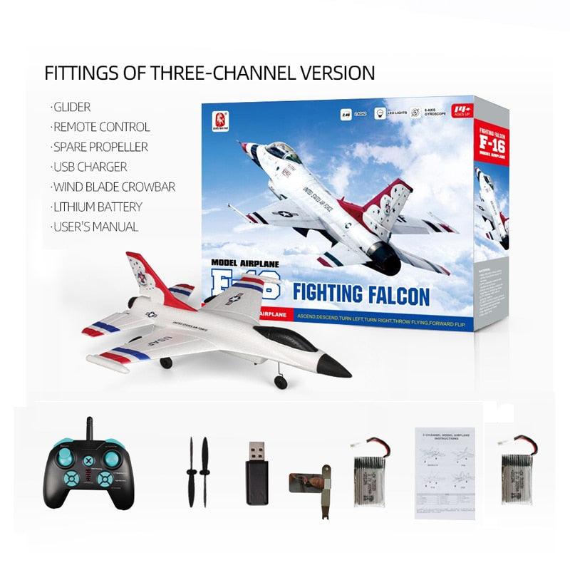F16 Foam RC Airplane - 2/3 Channels Remote Control Aircraft 2.4G Radio Control Stunt Glider RC Fighter Plane Toys for Children Boy - RCDrone