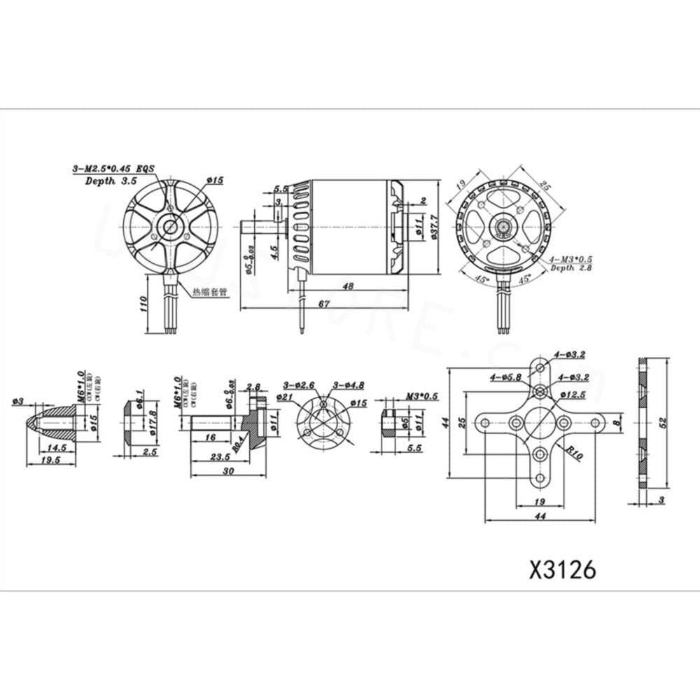 1/2PCS SunnySky X3126 30E 고정 날개 3D 3A Ultimate Power Motor 550kv 800kv ...