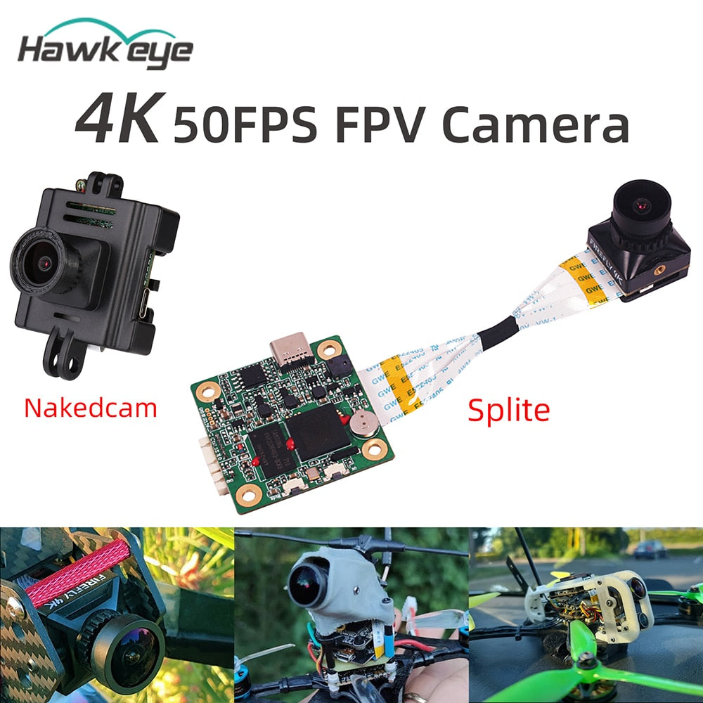 Hawk eye 4K S0FPS FPV Camera Nakedcam Split