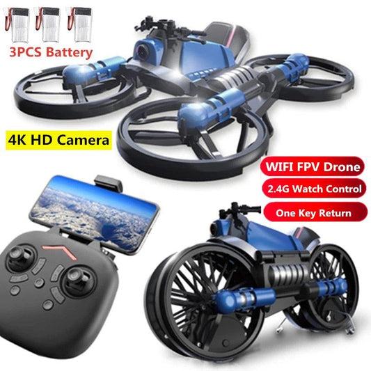 Motorcycle aircraft 2 in 1 Deformation Drone With 4K HD Camera 3D Flip One Key Return Headless Mode RC Quadrocopter - RCDrone