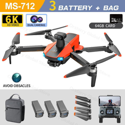 MS-712 Drone - GPS 5G 3-Axis Gimbal 8K HD UHD Camera Support TF Card Helicopter Brushless Motor FPV Quadcopter Aircraft Professional Camera Drone - RCDrone