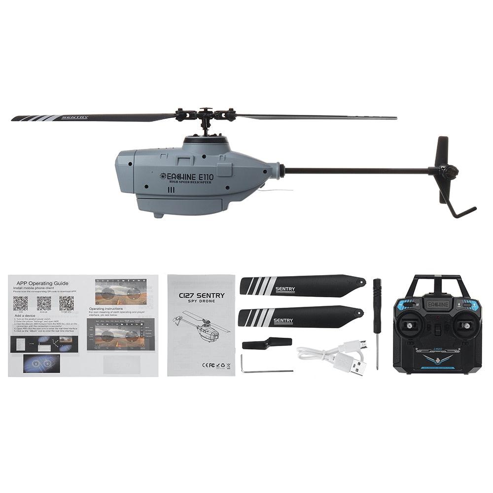 Eachine E110 RC Helicopter C127 - 2.4G 720P HD Camera 6-Axis Gyro Optical Flow Localization Flybarless Scale RC Drone Helicopter RTF - RCDrone