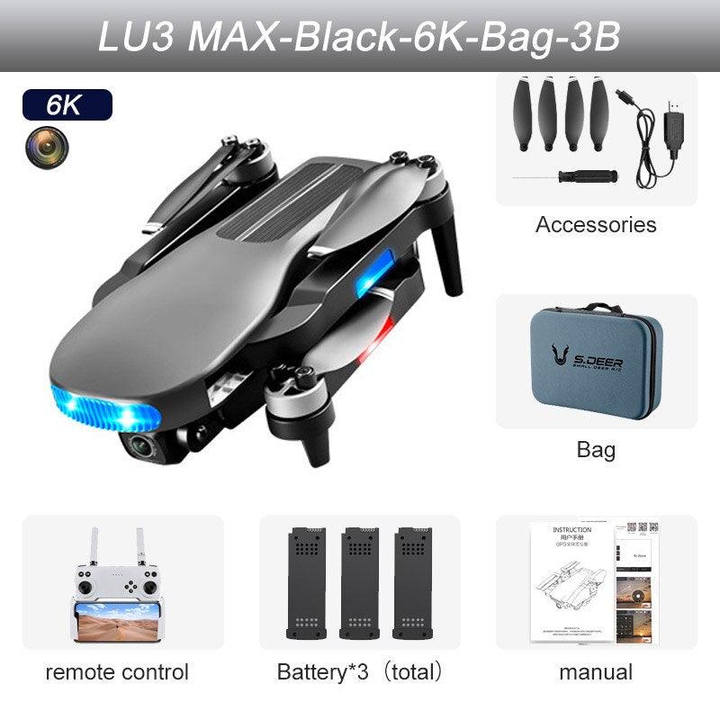 2023 New LU3 Max GPS Drone - 8K HD Dual Camera 5G Wifi FPV Optical Flow Brushless Motor Folding Quadcopter RC Distance 800M Gift Toys Professional Camera Drone - RCDrone