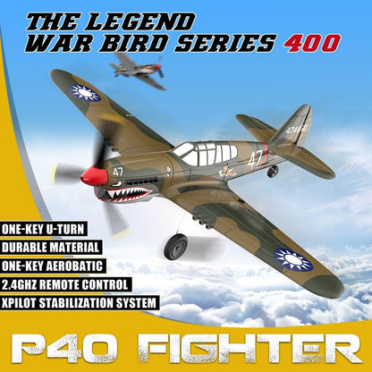 P-40 RC Aircraft P40 Fighter RC Plane - 400mm Wingspan 4CH 6-Axis Gyro One-Key U-Turn Aerobatic RTF RC Airplane Outdoor Toys - RCDrone