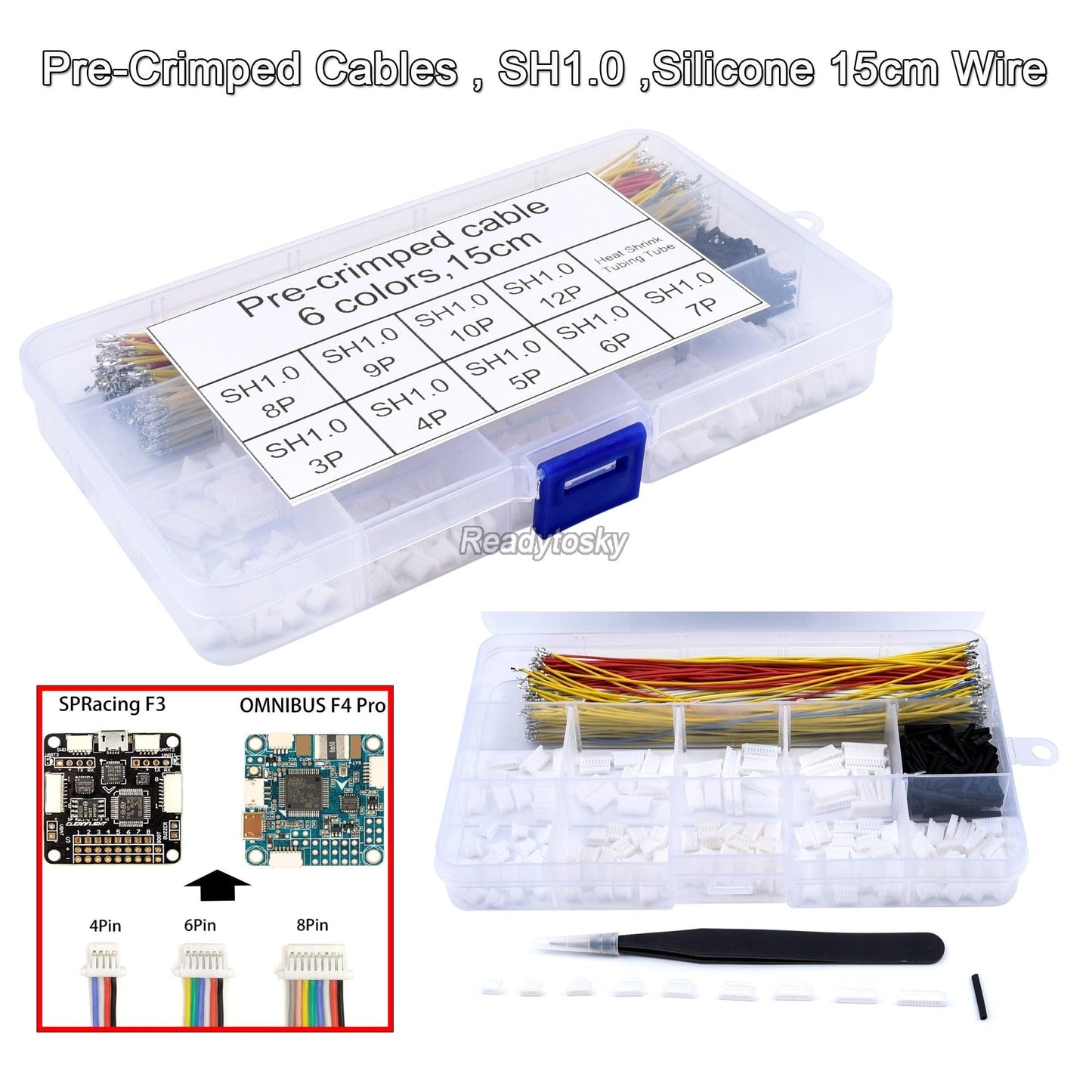 SH1.0 Connectors Pre-Crimped Cables and Silicone 15cm Wire for SparkFun Qwiic Adafruit STEMMA QT Drones SPRacingF3 OMNIBUS F4 - RCDrone