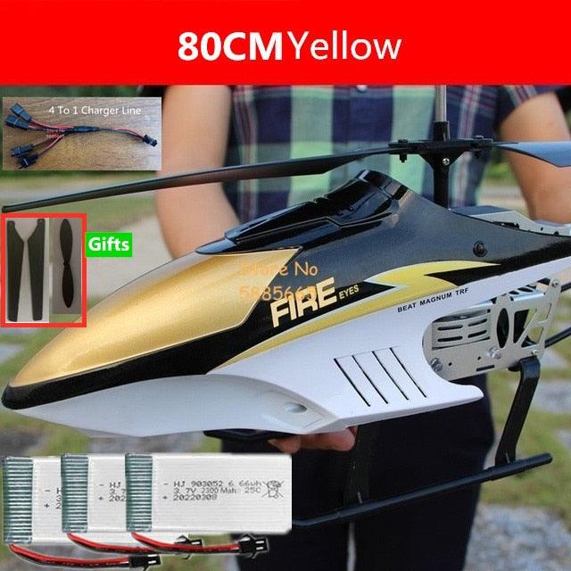 80CM Rc Helicopter - Big Alloy Remote Control Helicopter Model Dual Flexible Propeller Anti-Crash LED Colorful Light Electric RC Helicopter Toy - RCDrone
