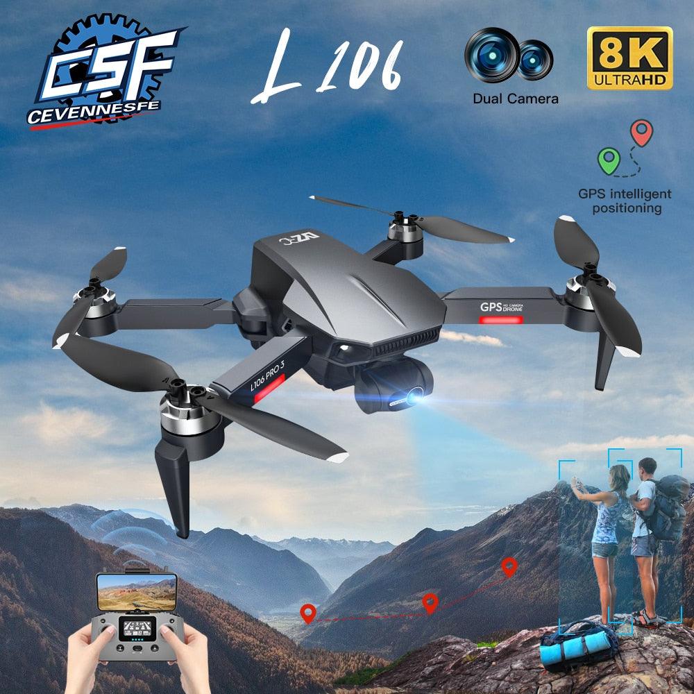 L106 Drone - 3 Axis Gimbal Camera Professional 8K HD GPS 5G FPV 3Kilometers 25 Minutes Brushless RC Quadcopter Toys Professional Camera Drone - RCDrone
