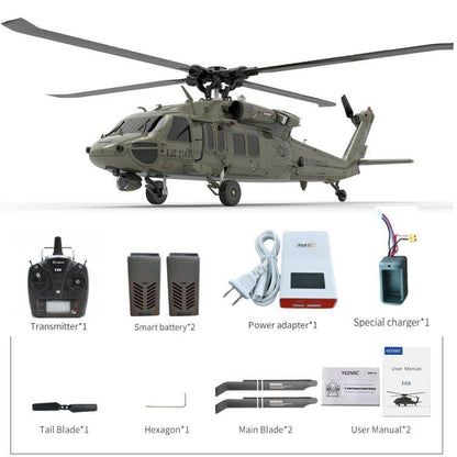 YXZNRC F09 RC Helicopter - 1:47 Scale UH60 Black Hawk 6CH 3D Flybarless Direct Drive Dual Brushless With Transmitter RTF/BNF - RCDrone