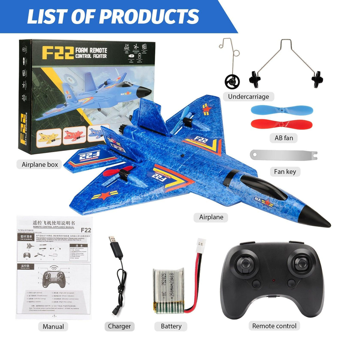 Avion Télécommandé F22 2,4 GHz - Avion De Chasse Radiocommandé Jaune Pour Extérieur Adultes Enfants