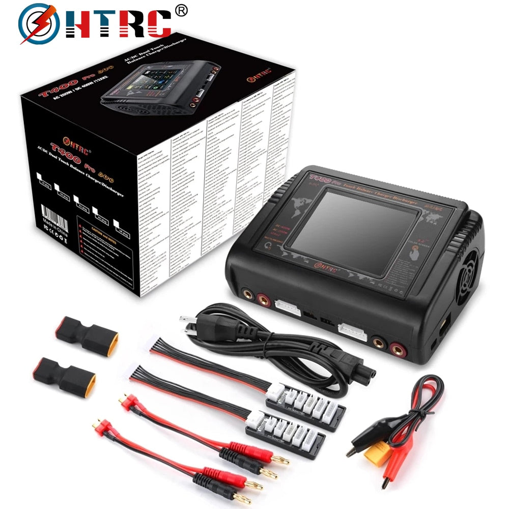 HTRC T400/T240/T150 Lipo Charger - Dual Channel Touch Screen Balance Discharger AC 200W DC 400W Battery Charger For RC Model Toys