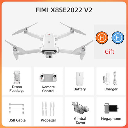 FIMI X8se 2022 V2 Drone - GPS 10km 35Mins Flight Quadcopter 3-Axis Gimbal 4K HD Camera Drone Storage Bag Case Combo Megaphone - RCDrone