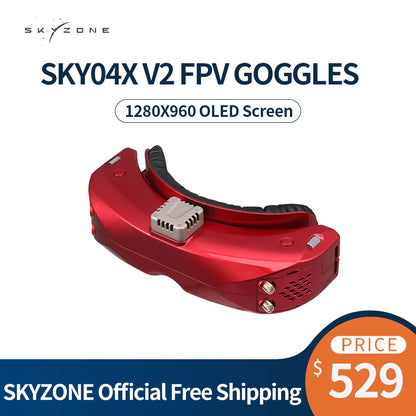 SKYZONE SKY04X V2  FPV Goggles - OLED 5.8G 48CH Steadyview Receiver 1280X960 DVR FPV Goggles with Head Tracker Fan for RC Airplane Racing Drone