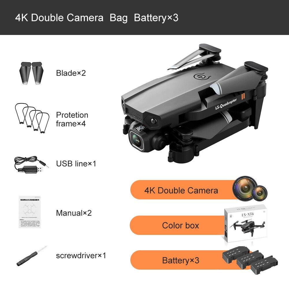 KBDFA XT6 Mini Drone - 4K 1080P HD Camera WiFi FPV Air Pressure Altitude Hold Foldable Quadcopter RC Drone Children's Toy Boy Gift - RCDrone