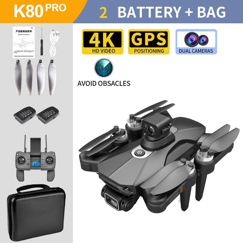 K80 PRO MAX Drone - GPS 5G EIS 4K HD Dual HD Camera Professional Aerial Photography Brushless Motor Foldable Quadcopter RC Distance Professional Camera Drone - RCDrone