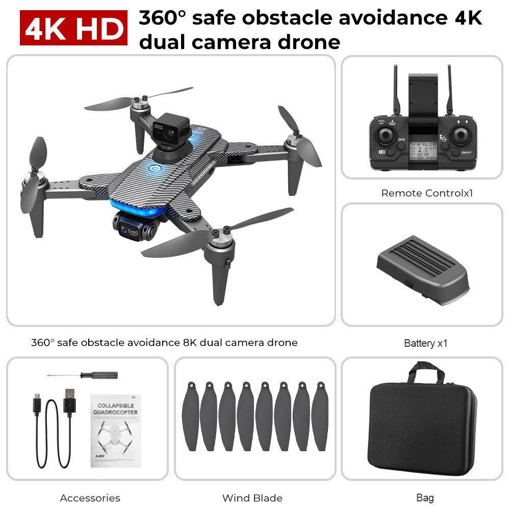 HJ90 PRO GPS Drone - 8K HD Dual HD Camera Obstacle Avoidance Flighting Time 35Min 5G WIFI FPV Foldable Quadcopter RC Dron Gifts Professional Camera Drone - RCDrone