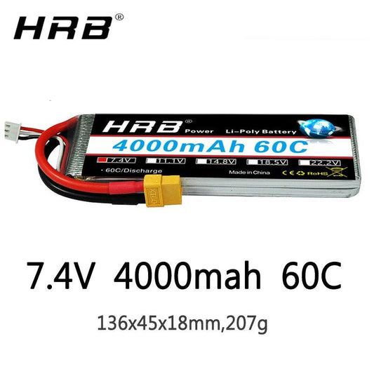 HRB Lipo 2S Battery 7.4V 4000mah - 60C XT60 T EC2 EC3 EC5 XT90 XT30 for For RC Car Truck Monster Boat Drone RC Toy - RCDrone
