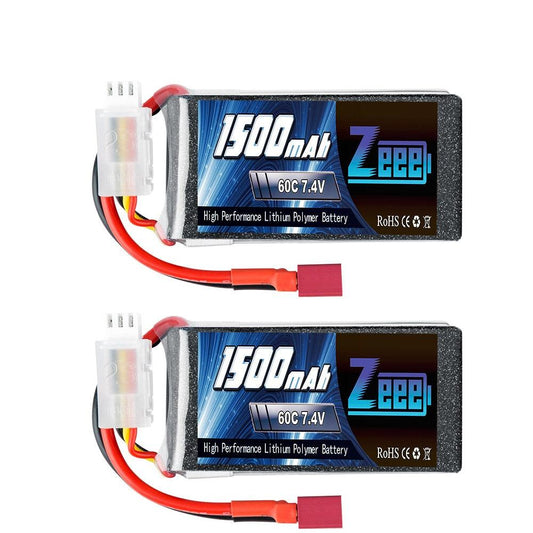 2Units Zeee Lipo Battery 2S 7.4V 60C 1500mAh with Deans Plug for RC Drone Boat RC Car Racing Hobby Specialized Lipo Battery Part FPV Battery - RCDrone