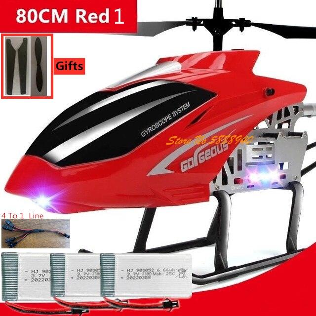 80CM RC Helicopter - Large Model 3.5CH Alloy Frame Anti-Fall All Body LED Lights 150 Meters Electric Remote Control Helicopter Toy - RCDrone
