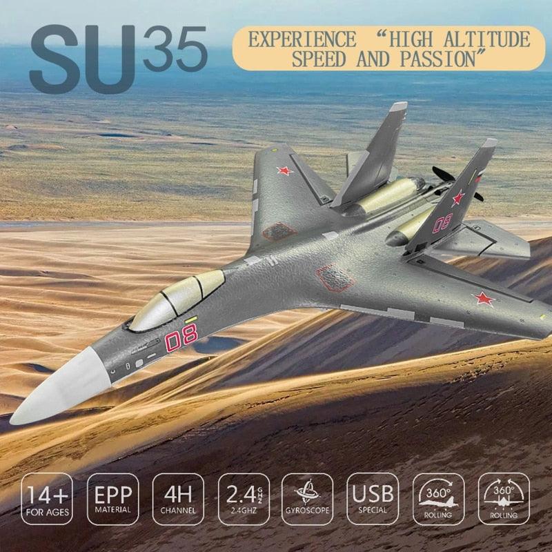 SU35 2.4G 4CH Stunt RC Aircraft - Six-Axis Remote Control Air Plane 360° Tumbling Easy Flying RC Fighter Drone Toys for Children - RCDrone