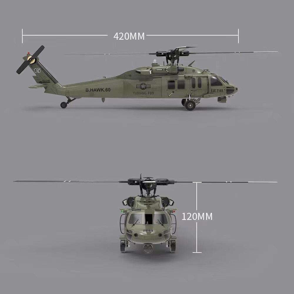 F09 6-Axis RC Helicopter - High Simulation 1:47 Scale UH60-Black Hawk Dual Brushless Motor Professional Remote Control Toy Plane - RCDrone