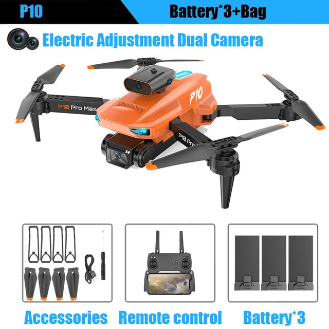 P10 Drone /P10 pro max drone - 8K Professional FPV Dual HD Camera ESC WIFI 5G Transmission Quadcopter Obstacle Avoidance Drone for Children - RCDrone