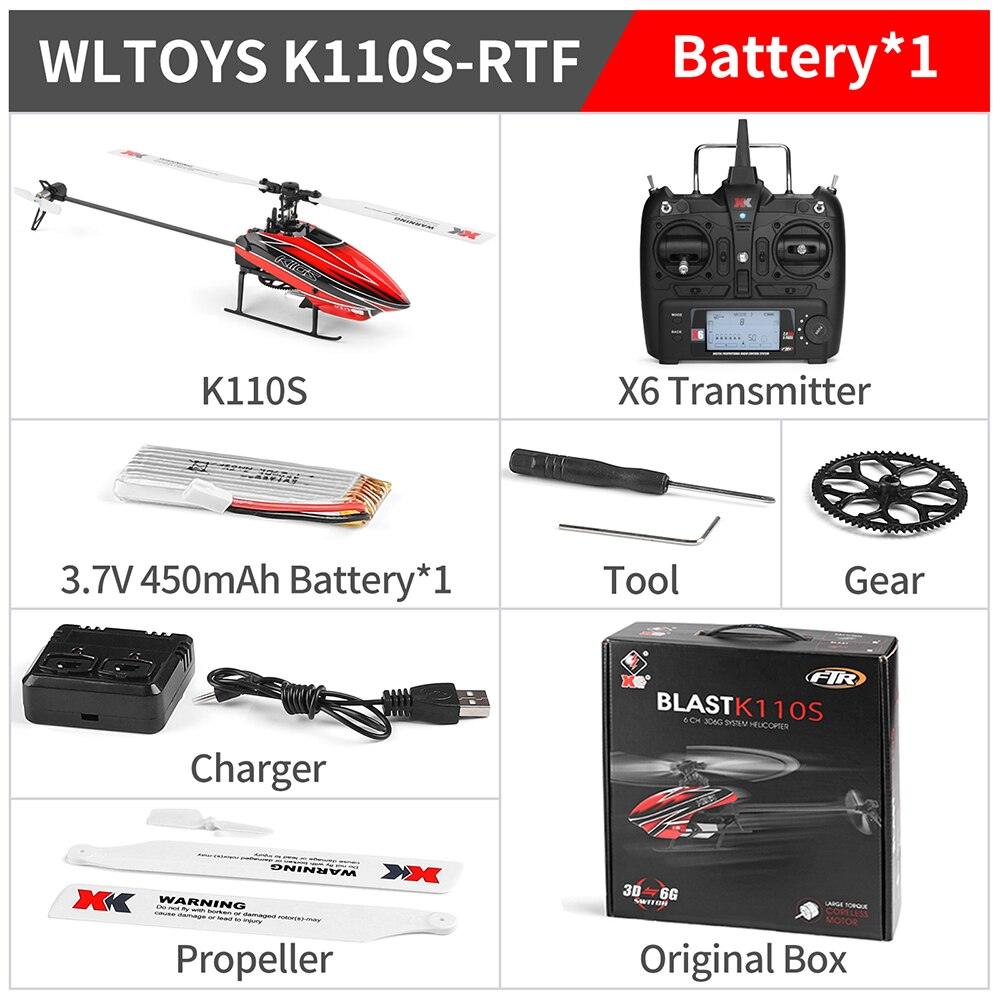 Wltoys K110S RC Helicopter - 6CH 3D 6G 6-Axis System Single Paddle Brushless RC Helicopter Aircraft Drone - RCDrone
