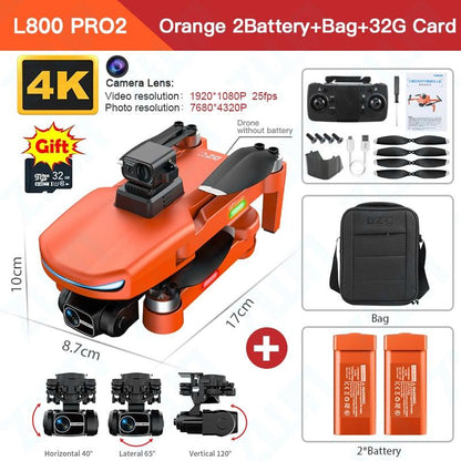 L800 Pro 2 Drone - 4K HD Camera 3-Axis Gimbal 5G WIFI Dron Obstacle Avoidance Brushless Motor RC Professional FPV Quadcopter Professional Camera Drone - RCDrone
