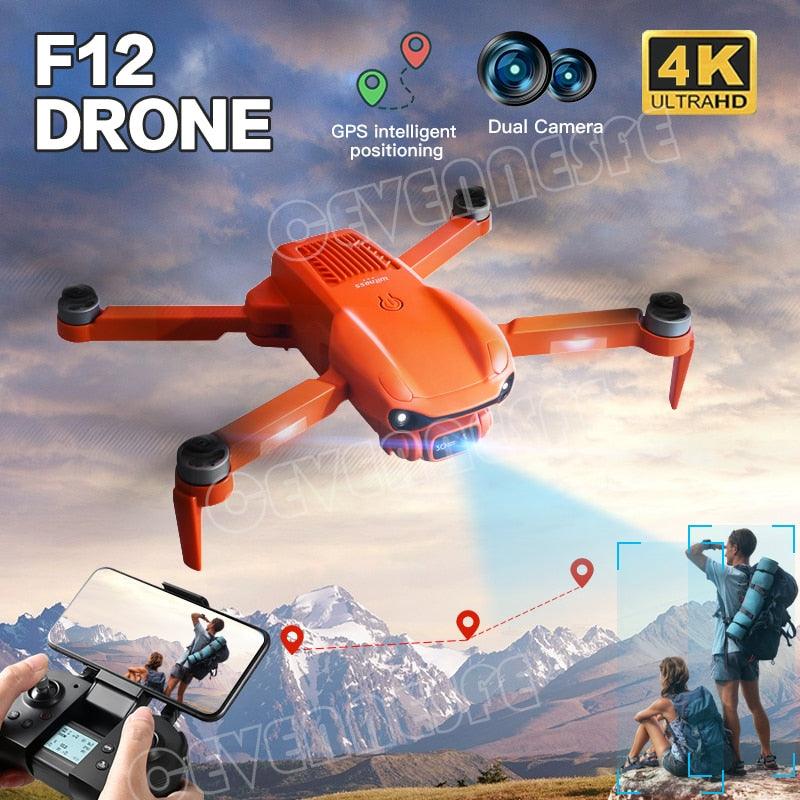 F12 GPS Drone - 4K HD professional 6K HD Dual Camera Wi-Fi FPV RC helicopter Brushless Foldable Quadcopter RC Distance 2KM Professional Camera Drone - RCDrone
