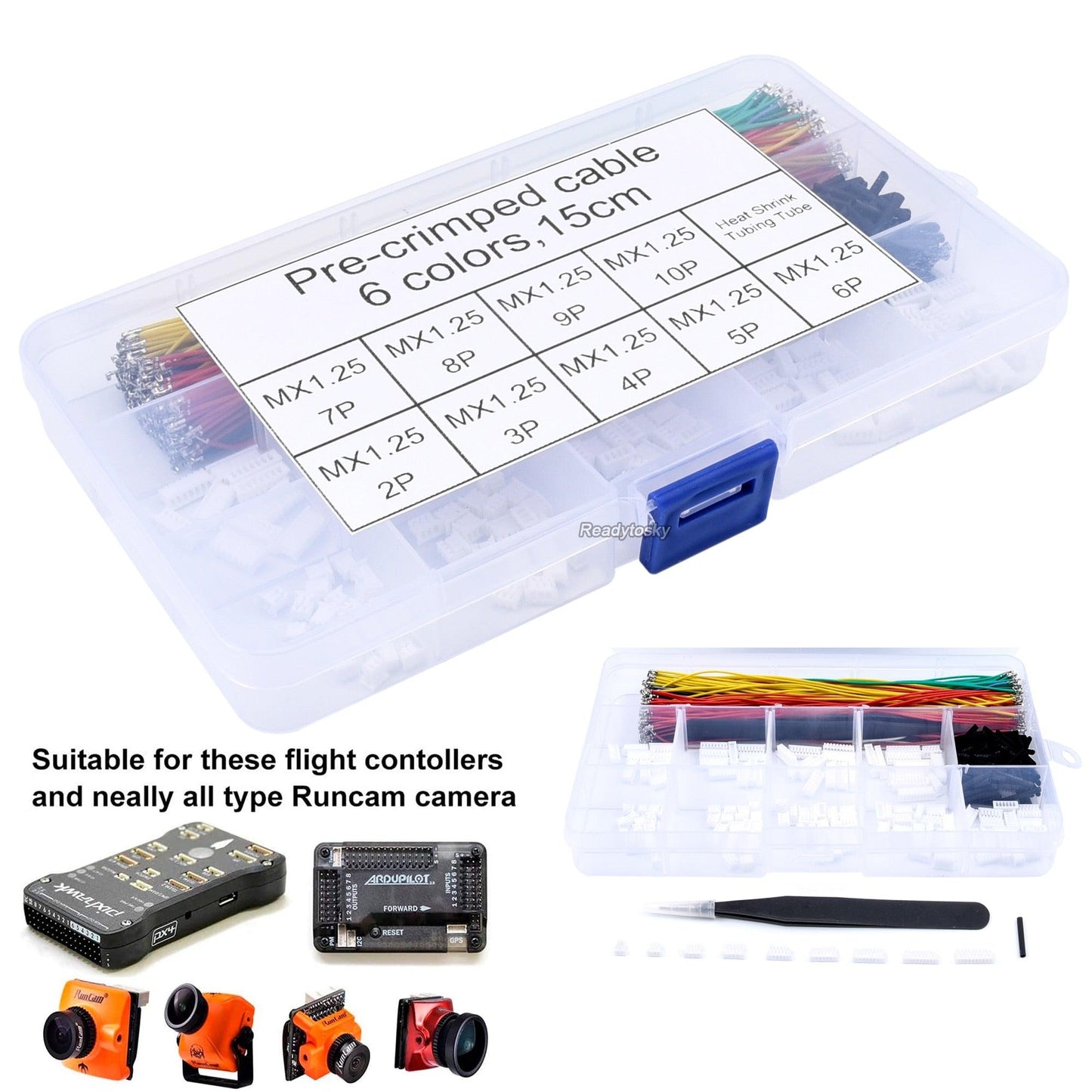 MX 1.25mm MX1.25 Pitch Connectors & Pre-Crimped Cables 15cm for Pixhawk APM APM2.8 Runcam Camera Silicone Wire Video Transmitter - RCDrone