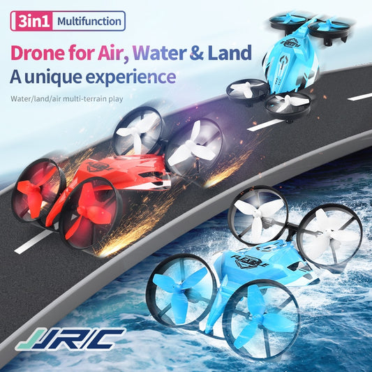 JJRC H113 RC Toys 3in1 Mini Tumbling Drone Waterproof Remote Control Boat Drone For Children Car Plane Water, Land and Air Toy