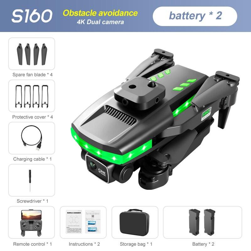 S160 Mini Drone - 4K HD Camera Four-sided Obstacle Avoidance Air Pressure Fixed Height Professional Foldable Quadcopter Toys - RCDrone