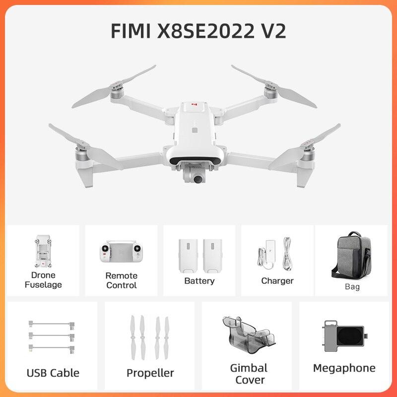 FIMI x8se 2022 V2 Camera Drone - 3-axis Gimbal 4K HD Camera 10km 35Mins Flight Wifi GPS Drone Megaphone Version RC Quadcopter - RCDrone