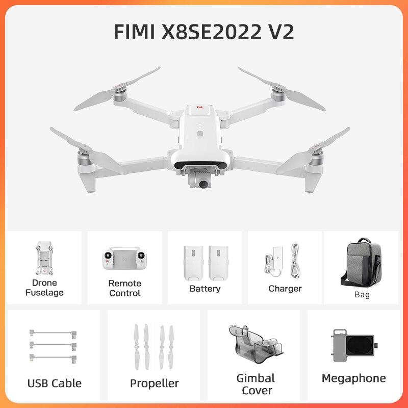 FIMI x8se 2022 V2 Camera Drone 3-axis Gimbal 4K HD Camera 10km 35Mins Flight Wifi GPS Drone Megaphone Version RC Quadcopter Megaphone Combo