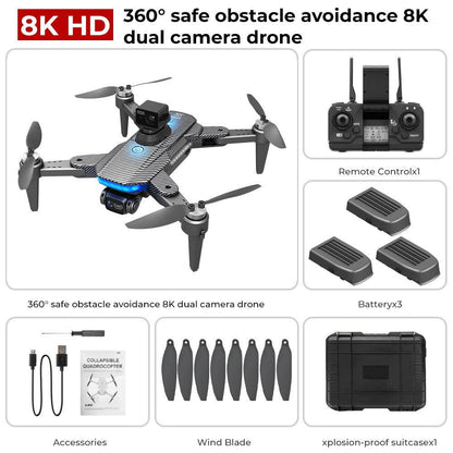 HJ90 PRO GPS Drone - 8K HD Dual HD Camera Obstacle Avoidance Flighting Time 35Min 5G WIFI FPV Foldable Quadcopter RC Dron Gifts Professional Camera Drone - RCDrone