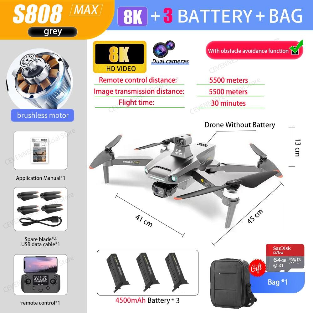 S808 GPS Drone - 2023 NEW GPS Drone 8K HD Professional Dual HD Camera FPV 5KM Aerial Photography Brushless Motor Foldable Quadcopter Toys Professional Camera Drone - RCDrone
