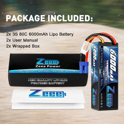 1/2Units Zeee 3S Lipo Battery 11.1V 80C 6000mAh Hardcase with EC5 Plug for RC Cars FPV Buggy Trucks Boats Suits for RC Drones - RCDrone