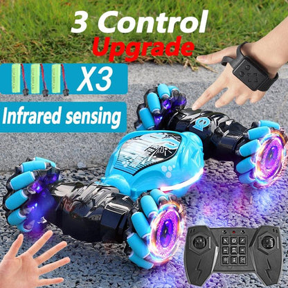 4WD 1:16 Stunt RC Car With LED Light Gesture Induction Deformation Twist Climbing Radio Controlled Car Electronic Toys for Kids - RCDrone
