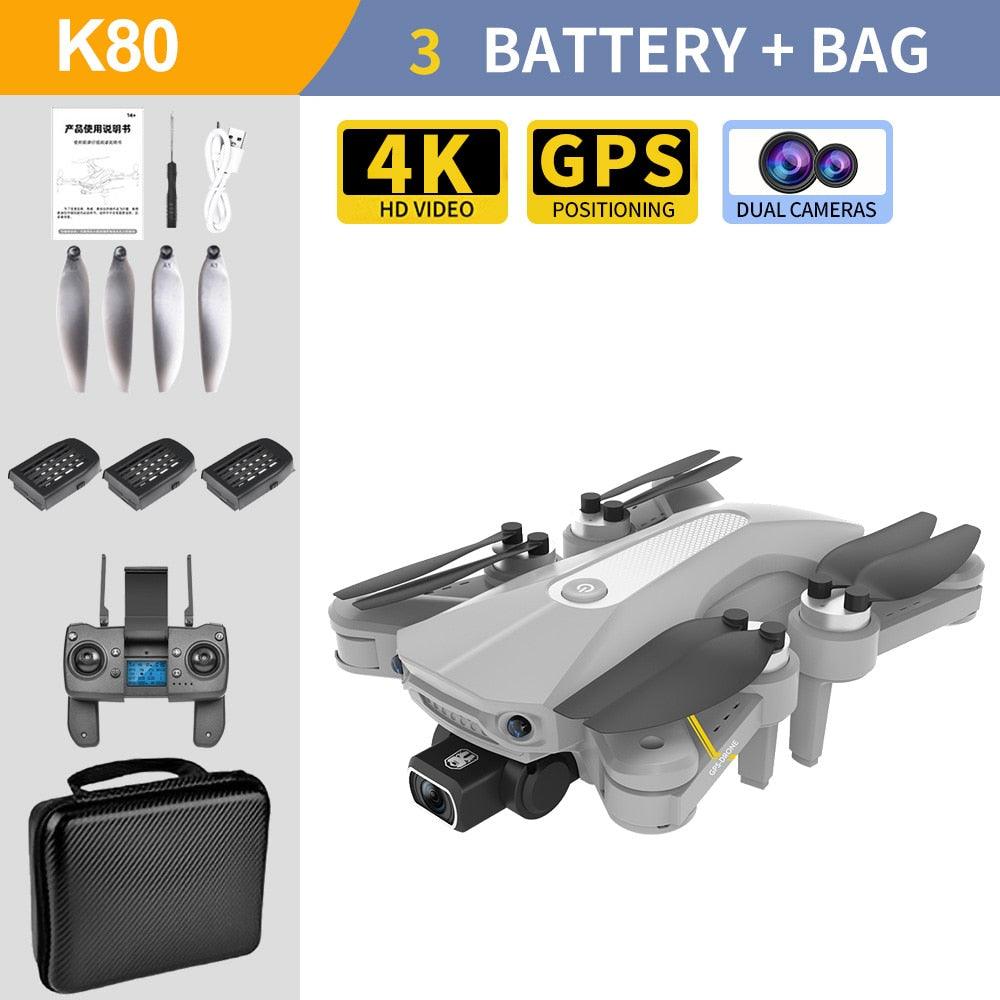 K80 PRO MAX Drone - GPS 5G EIS 4K HD Dual HD Camera Professional Aerial Photography Brushless Motor Foldable Quadcopter RC Distance Professional Camera Drone - RCDrone