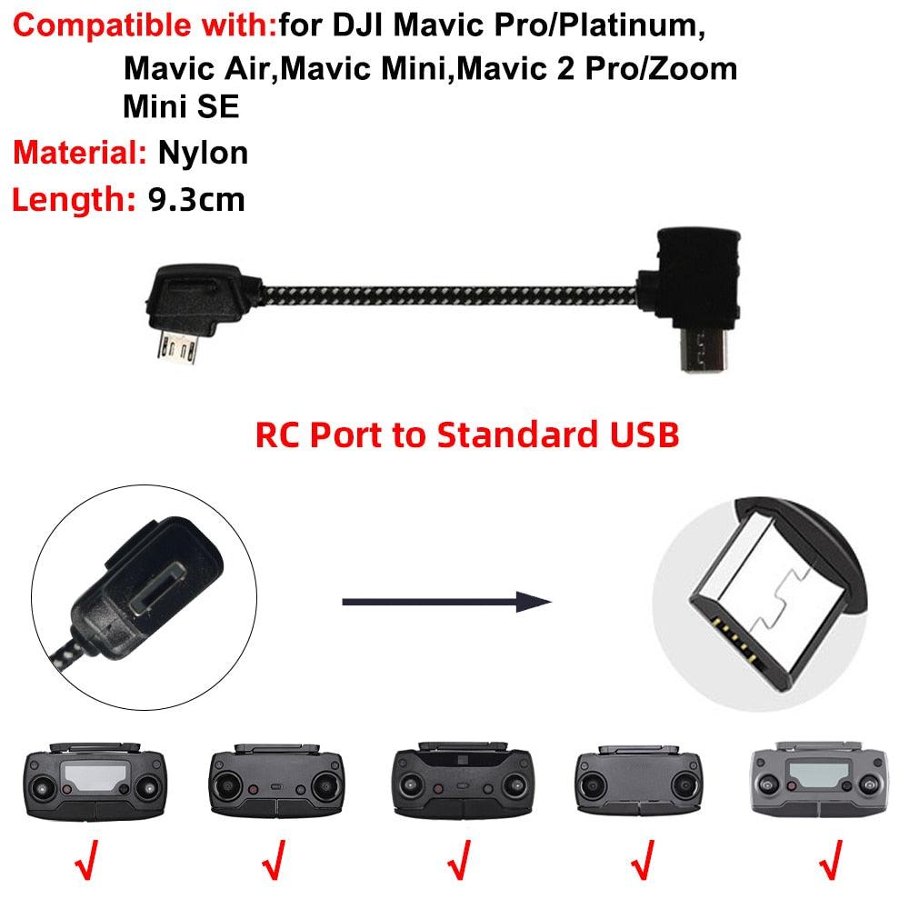 Dji Mavic Pro / 2 Pro / ZoomRemote Control Cable..ShortMicro USB to  Iphone