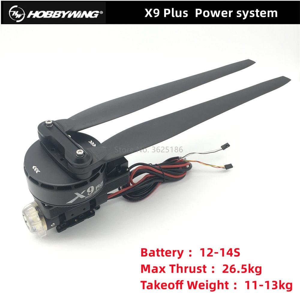 Hobbywing  X9 plus Power system - 9260 motor, Agriculture drone power system featuring motor, propeller, suitable for DIY multirotors, 12-14.5V battery, and max thrust 26.5kg.