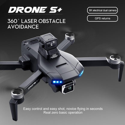 S+ GPS Drone - 6K HD Dual HD Camera Laser Obstacle Avoidance Aerial Photography Brushless Motor Foldable Drone Quadcopter RC Distance 1200M Professional Camera Drone - RCDrone