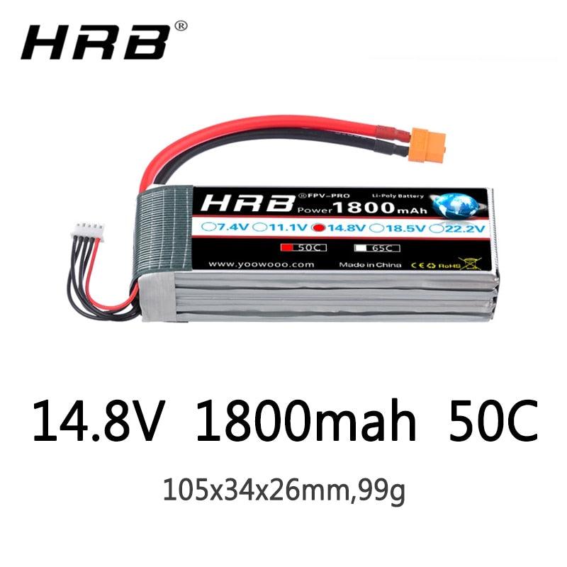 HRB Lipo 4S 6S Battery - 14.8V 22.2V 1300mah 1500mah 1800mah 2200mah 90C 100C With XT60 For RC FPV Quadcopter Drone Airplane - RCDrone