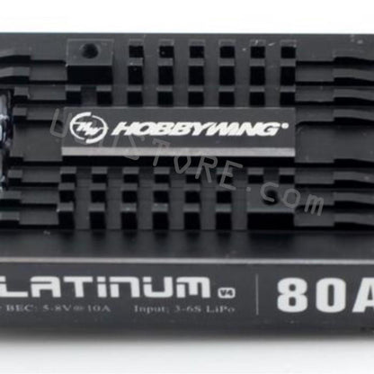HobbyWing Platinum 80A V4 ESC 3S-6S BEC 5-8V 10A for 450L-500 Class Heli (Main Blade: 380-470mm ) - RCDrone
