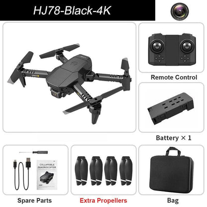 HJ78 Mini Drone - 4k Professional HD Dual Camera WIFI FPV Foldable Quadcopter Fixed Height RC Helicopter Gift Toys - RCDrone