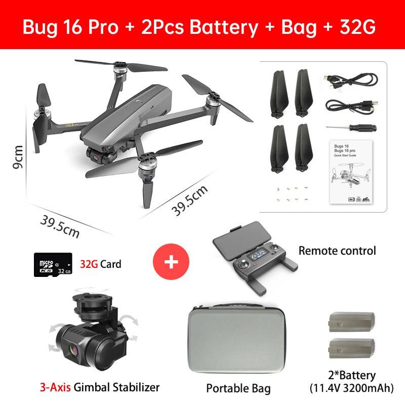 MJX Bug 16 Pro Drone - 3-Axis Gimbal 4K HD EIS Camera GPS Wifi FPV