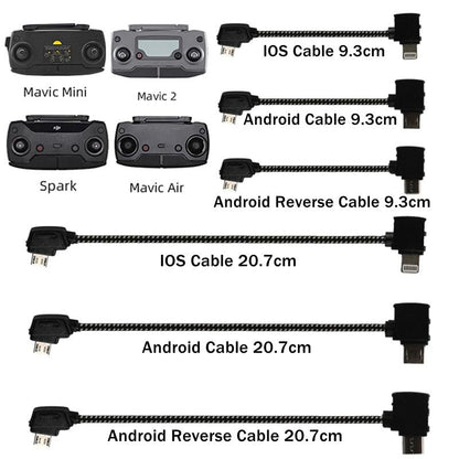 Data Cable for DJI Mavic Pro/Mini/SE/Air/2 Pro Zoom/Spark Drone Remote Controller Tablet Phone Type-C Micro-USB IOS Cable - RCDrone