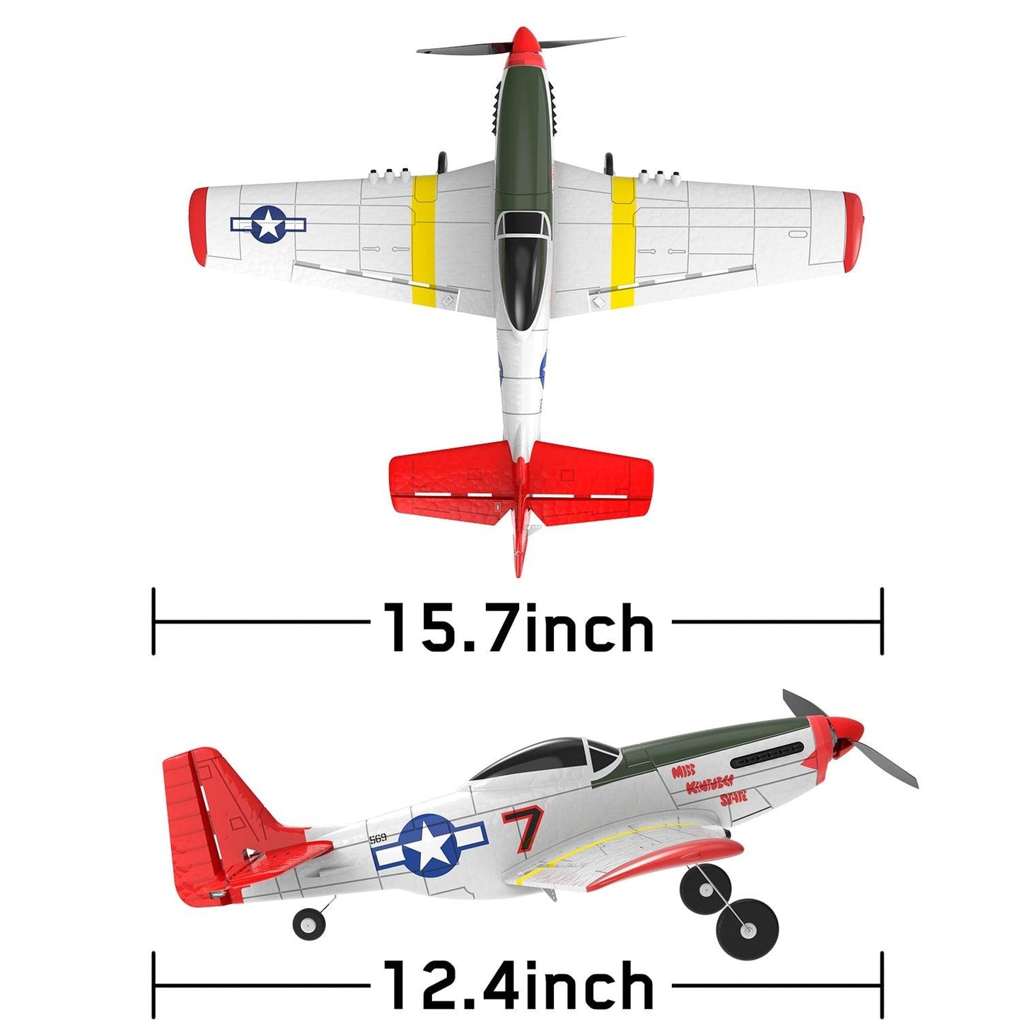 P51D RC Airplane - 2-Ch/4-Ch One-key Aerobatic RC Plane RTF Mustang Aircraft W/Xpilot Stabilization System (761-5 RTF) - RCDrone