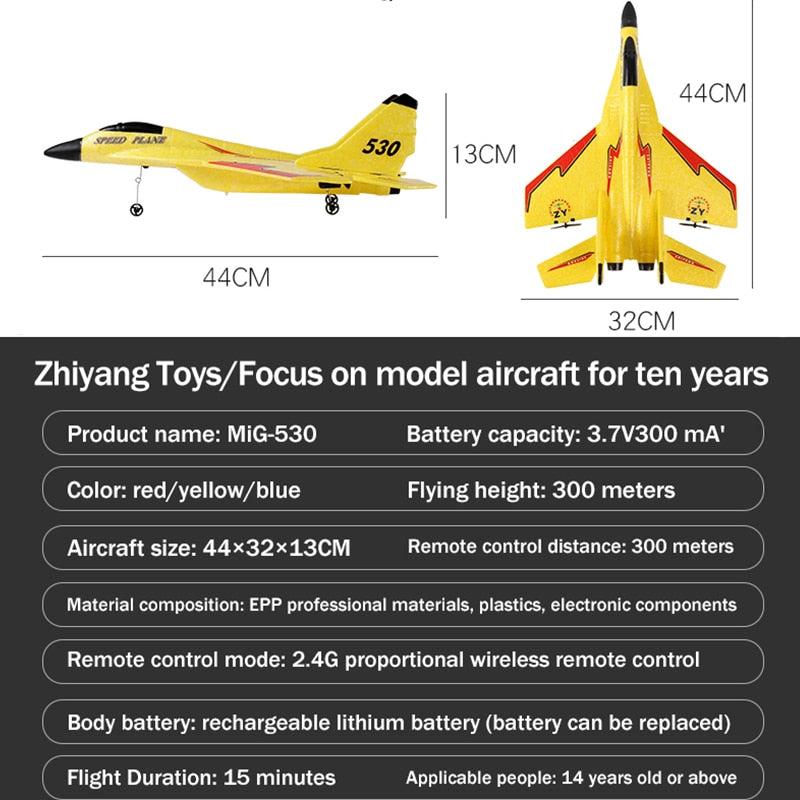 MiG-530 RC Foam Aircraft - with 720p Camera Radio Control Glider Remote Control Fighter Plane Glider AirplaneToys for Children - RCDrone